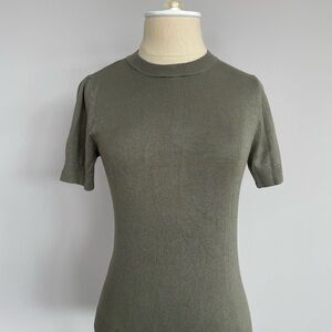 Mango Olive Green Short Sleeve Top